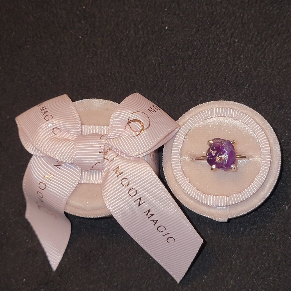 Raw Crystal Amethyst Moon Magic Ring
